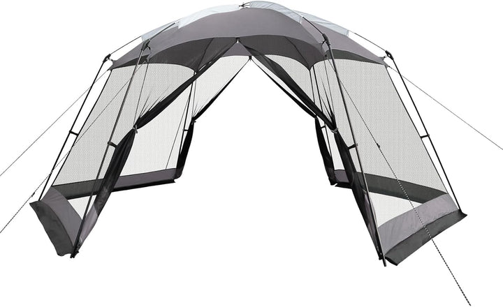 Screen House 15x13 FT Mesh Canopy Tent Camping Gazebo Shelter for 8-10 People Outdoor Party Activities, Grey