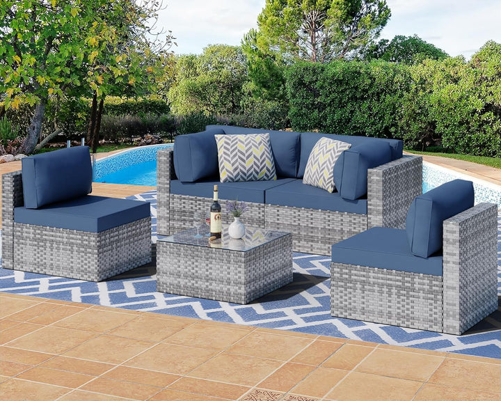 5 Pieces Outdoor Patio Sectional Sofa Couch
